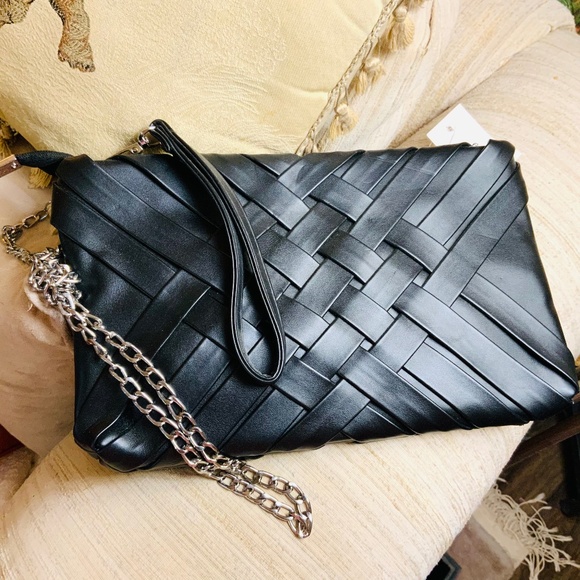 Stunning CLUTCH / SHOULDER BAGS ❤️NWT TWO HANDBAGS BLACK & MUSTARD CHAIN STRAP - Picture 6 of 15